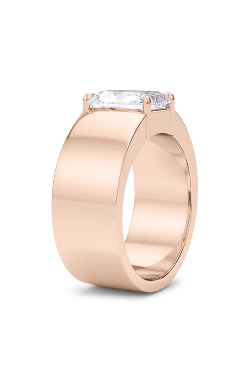 Hautecarat Radiant Cut Cigar Lab Created Diamond Ring In 2.50ctw 18k Rose Gold