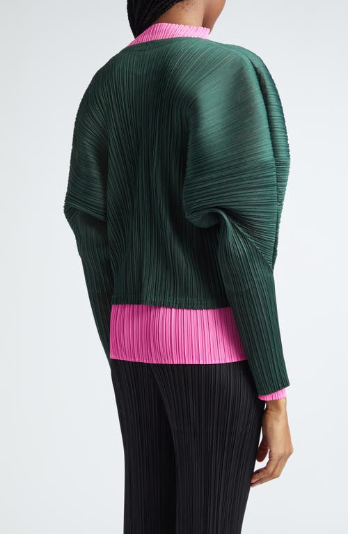 Shop Issey Miyake Pleats Please  Monthly Colors October Pleated Cardigan In Deep Green