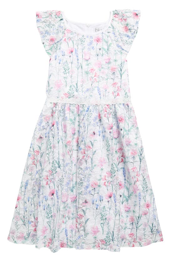Blush By Us Angels Kids' Floral Lace Dress In Blue Multi Floral