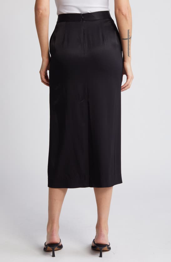 Shop Rue Sophie Cassiel Satin Midi Skirt In Black