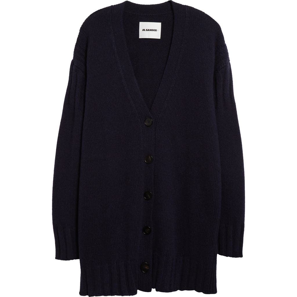 Jil Sander Chunky Cashmere Cardigan In Indigo