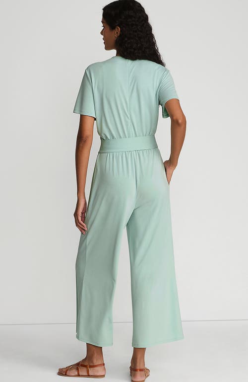 Shop Lands' End Cupro Tie Waist Jumpsuit In Mint Cream