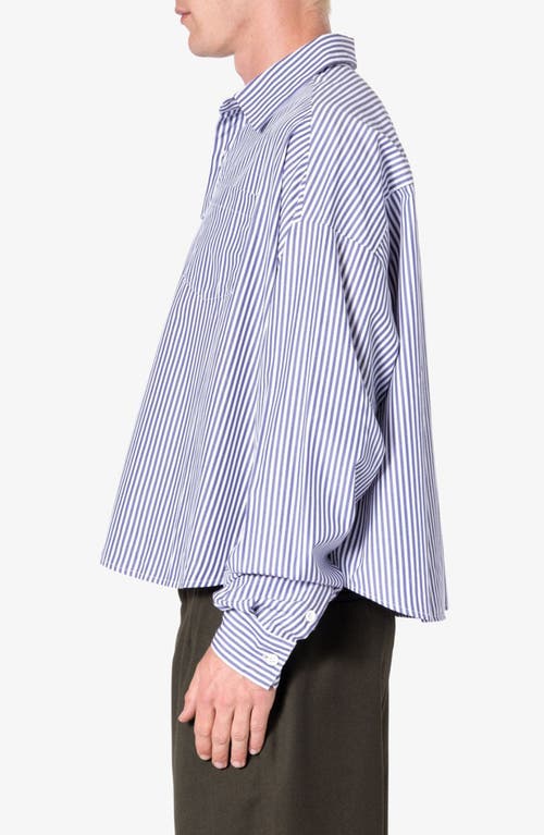 Shop Mnml Stripe Cotton Button-up Shirt In Blue