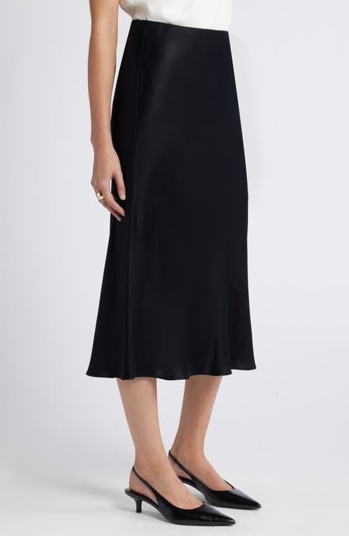 Shop Nordstrom Bias Cut Satin Skirt In Black