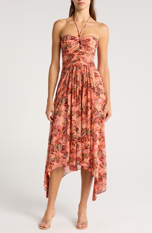 Shop A.l.c . Violet Silk Halter Dress In Orange/rose Multi