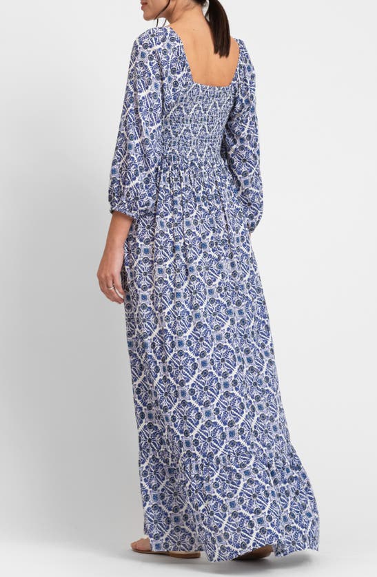 Shop Seraphine Maternity Maxi Dress In Blue Print