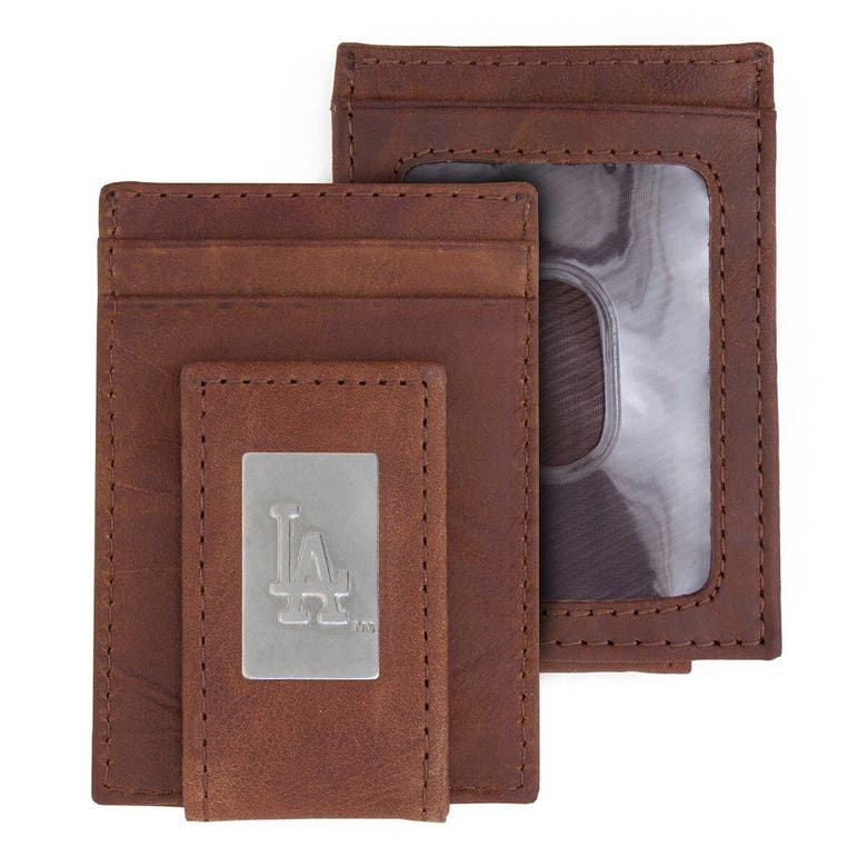 Eagles Wings Los Angeles Dodgers Leather Front Pocket Wallet In Brown