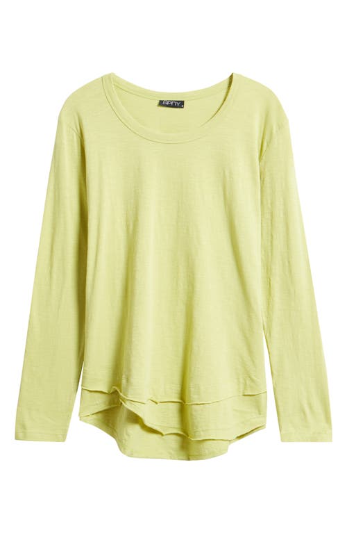 Apny Layered Hem Cotton Slub Top In Kiwi
