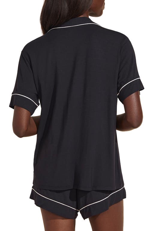 Eberjey Gisele Short Sleeve Crop Pajama Set In Black/sorbet Pink