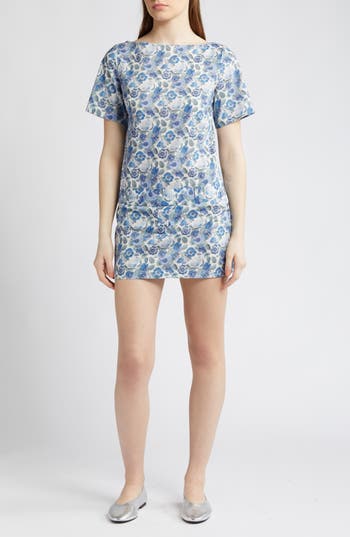 Coming Of Age X Heidi Rose Print Drop Waist Minidress In Heidi Rose Blue
