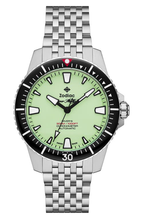 Zodiac Pro-diver Automatic Stainless Steel Watch, 42mm In Silver