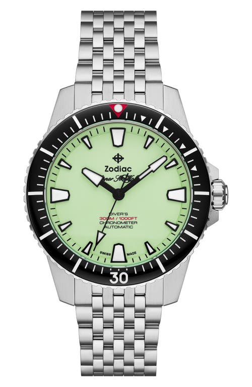 Shop Zodiac Pro Diver Bracelet Watch, 42mm In Silver