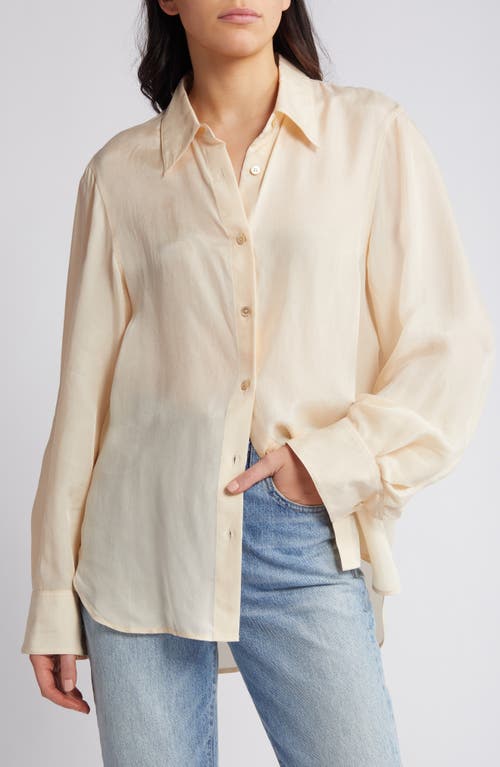 & Other Stories Long Sleeve Satin Button-Up Shirt Beige at Nordstrom,