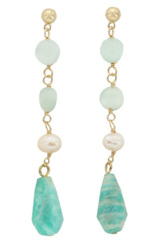 Shop Panacea Amazonite Chain Drop Earrings In Green