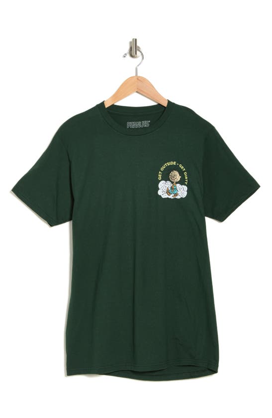 The Forecast Agency Peanuts® Get Outside Cotton Graphic T-shirt In Forest Green