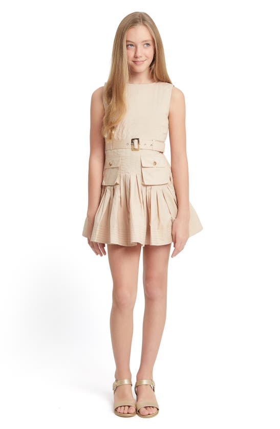 Shop Bardot Junior Kids' Sleeveless Fit & Flare Cotton Minidress In Tan