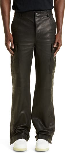 Leather Flare Cargo Pants