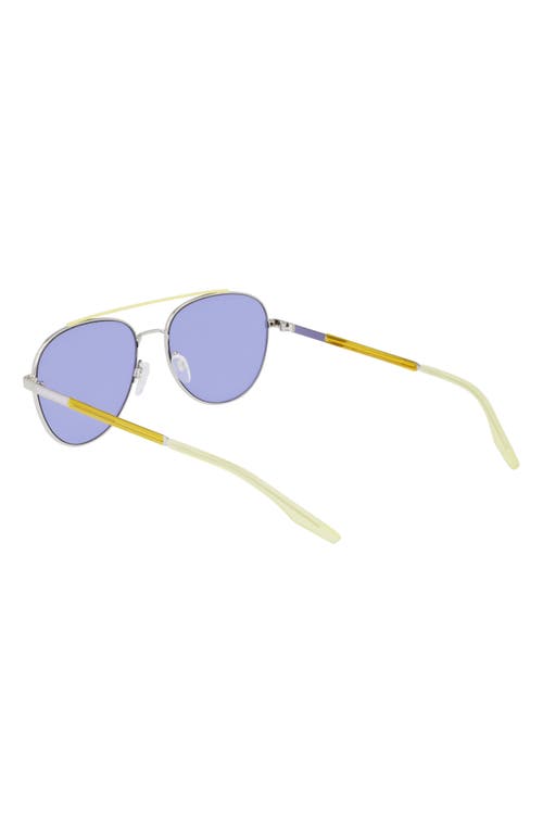 Shop Converse Activate 57mm Aviator Sunglasses In Shiny Silver/gold Mirror