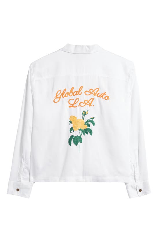 Shop Pacsun Global Auto Embroidered Floral Long Sleeve Camp Shirt In White