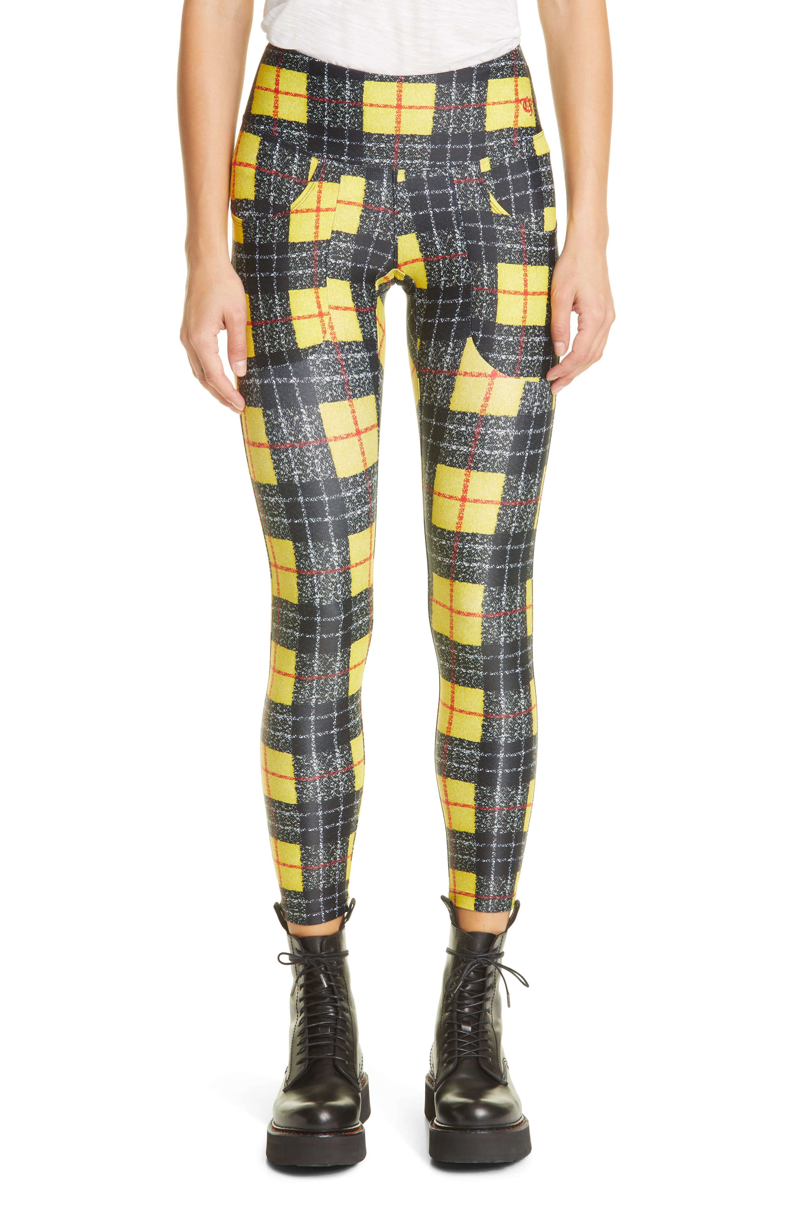 yellow checkered leggings