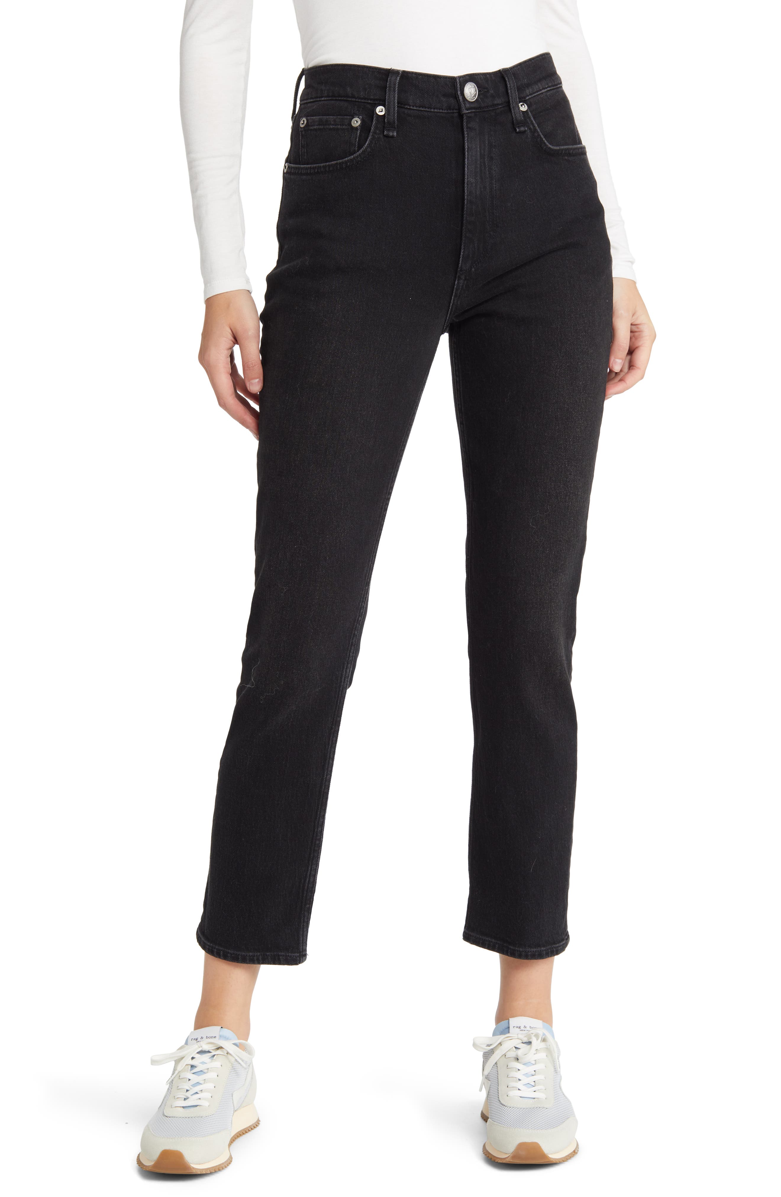 black cropped jeans
