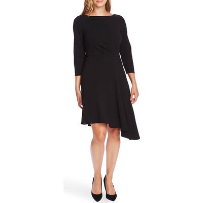 Vince Camuto Ponte Knit Crepe Asymmetrical Dress, Black