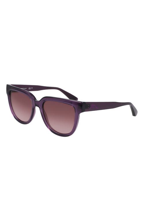 Longchamp Le Pliage 52mm Round Sunglasses In Transparent Plum