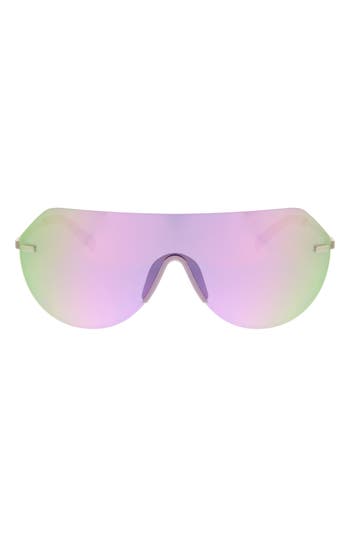 Shop Hurley Angled Iconic Shield Sunglasses In Lilac/silver
