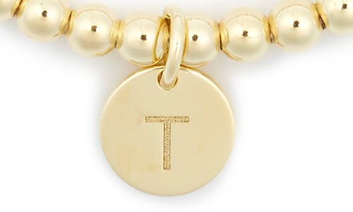 Meshmerise Initial Charm Ball Stretch Bracelet In Yellow-t