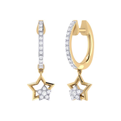 Shop Luvmyjewelry Starkissed Duo Sterling Silver Diamond Hoop Earring In 14kt Gold Vermeil On Sterling