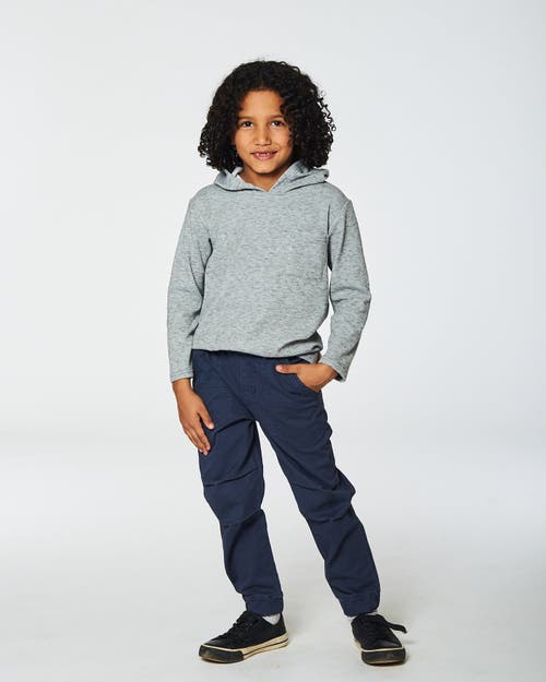 Shop Deux Par Deux Little Boy's Super Soft Brushed Hooded T-shirt With Pocket Dark Gray Mix In Anthracite