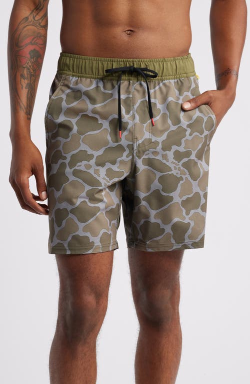 Shop Florence Standard Issue Water Repellent Swim Trunks In Burnt Olive Camo