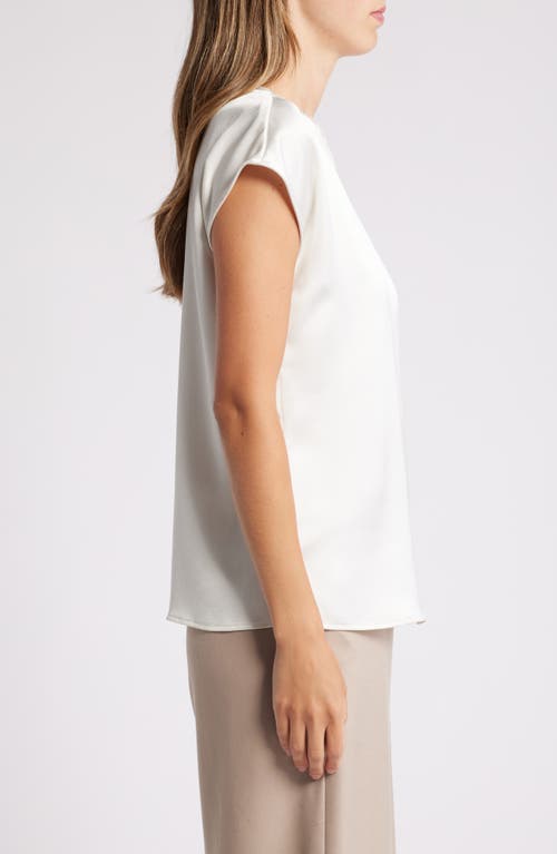 Shop Tahari Asl Fringe Neck Satin Top In Ivory