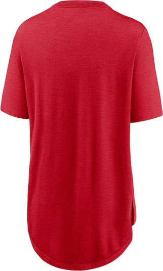 Women's Nike Heathered Red St. Louis Cardinals Cooperstown Collection  Diamond Weekend Tri-Blend T-Shirt