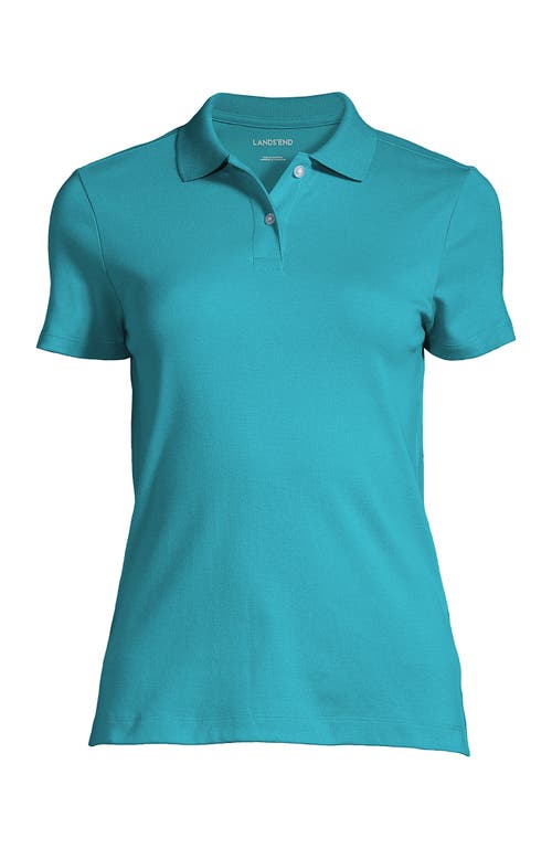 Lands' End School Uniform  Short Sleeve Feminine Fit Interlock Polo Shirt In Teal Breeze