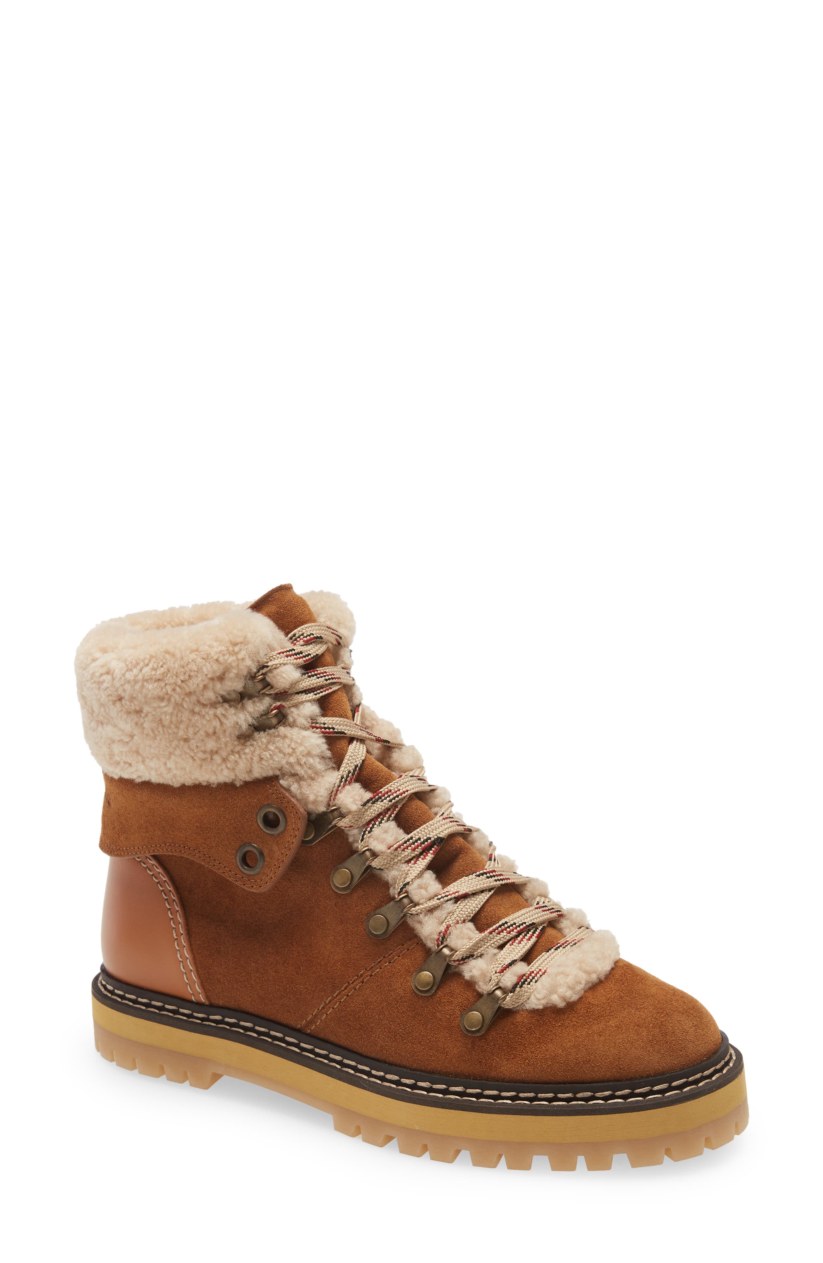 SeeBy chloe ブラウンファー付きハイカットブーツ Chloe Suede Boots Hiking Boots See By ChloÃ© Boots Kate Middleton