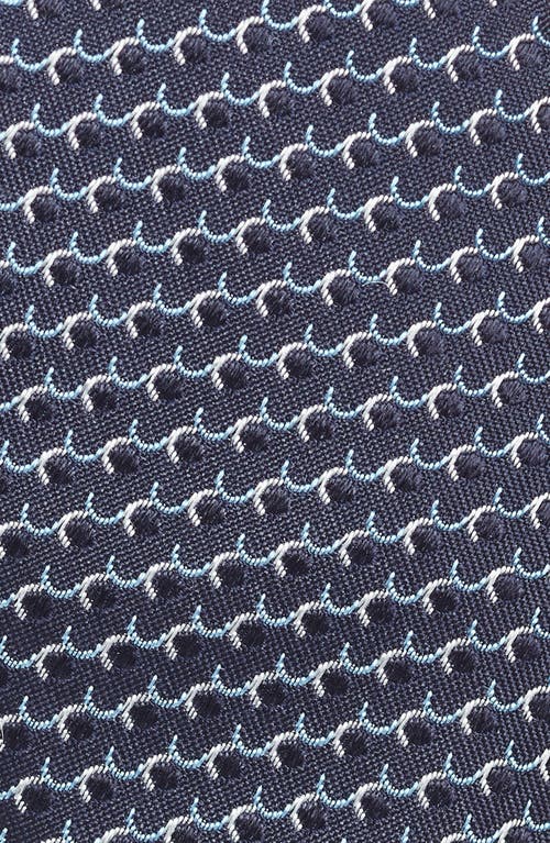 Shop Hugo Boss Boss Geometric Pattern Silk Tie In Navy