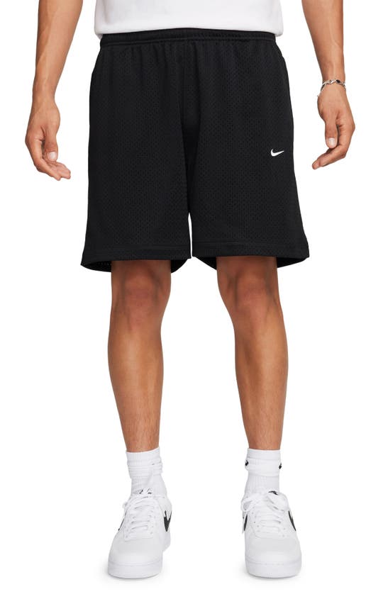 Shop Nike Solo Swoosh Mesh Athletic Shorts In Black/ White