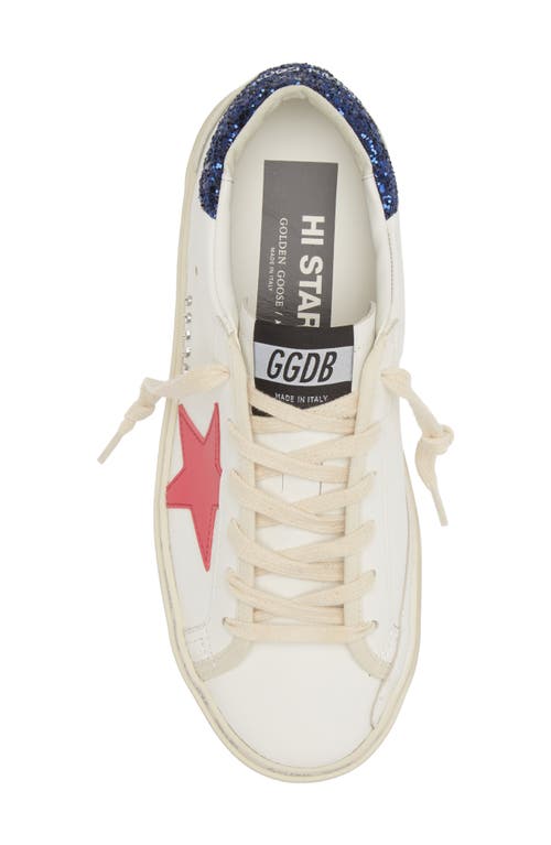 Golden Goose Hi Star Platform Sneakers In White/pink