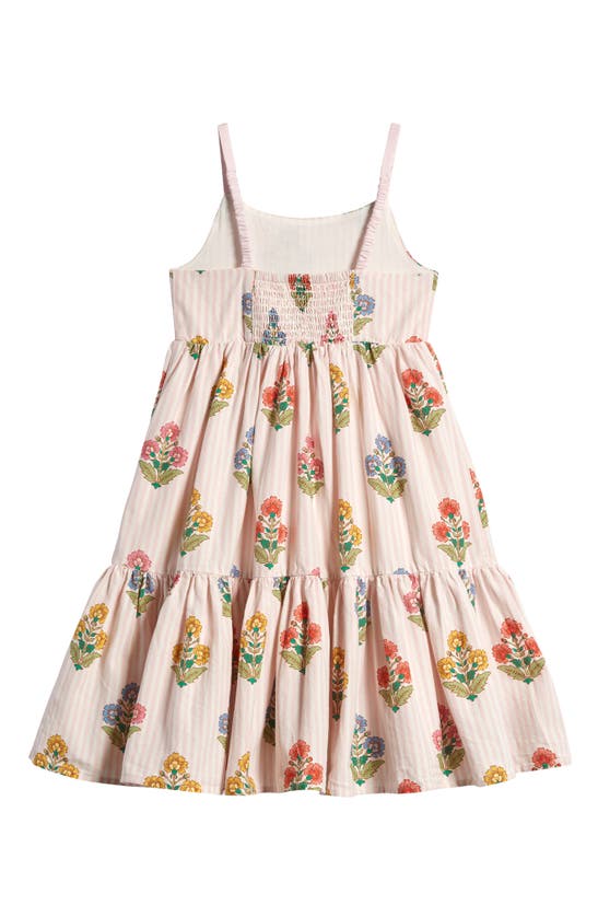 Shop Mini Boden Kids' Floral Tiered Twirly Sundress In Pink Woodblock Floral