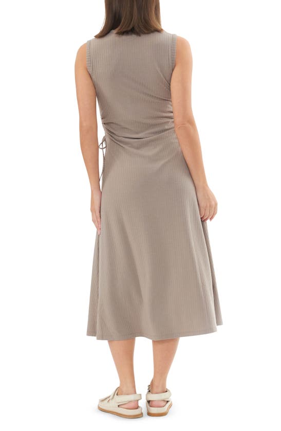 Shop Ripe Maternity Carol Cutout Rib Midi A-line Maternity Dress In Taupe