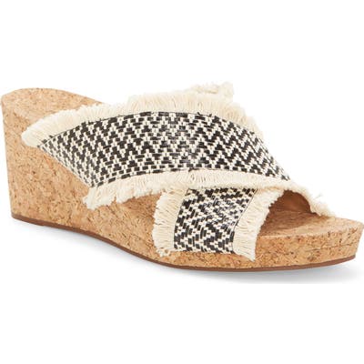 Lucky Brand Khillian Woven Wedge Slide Sandal- Black