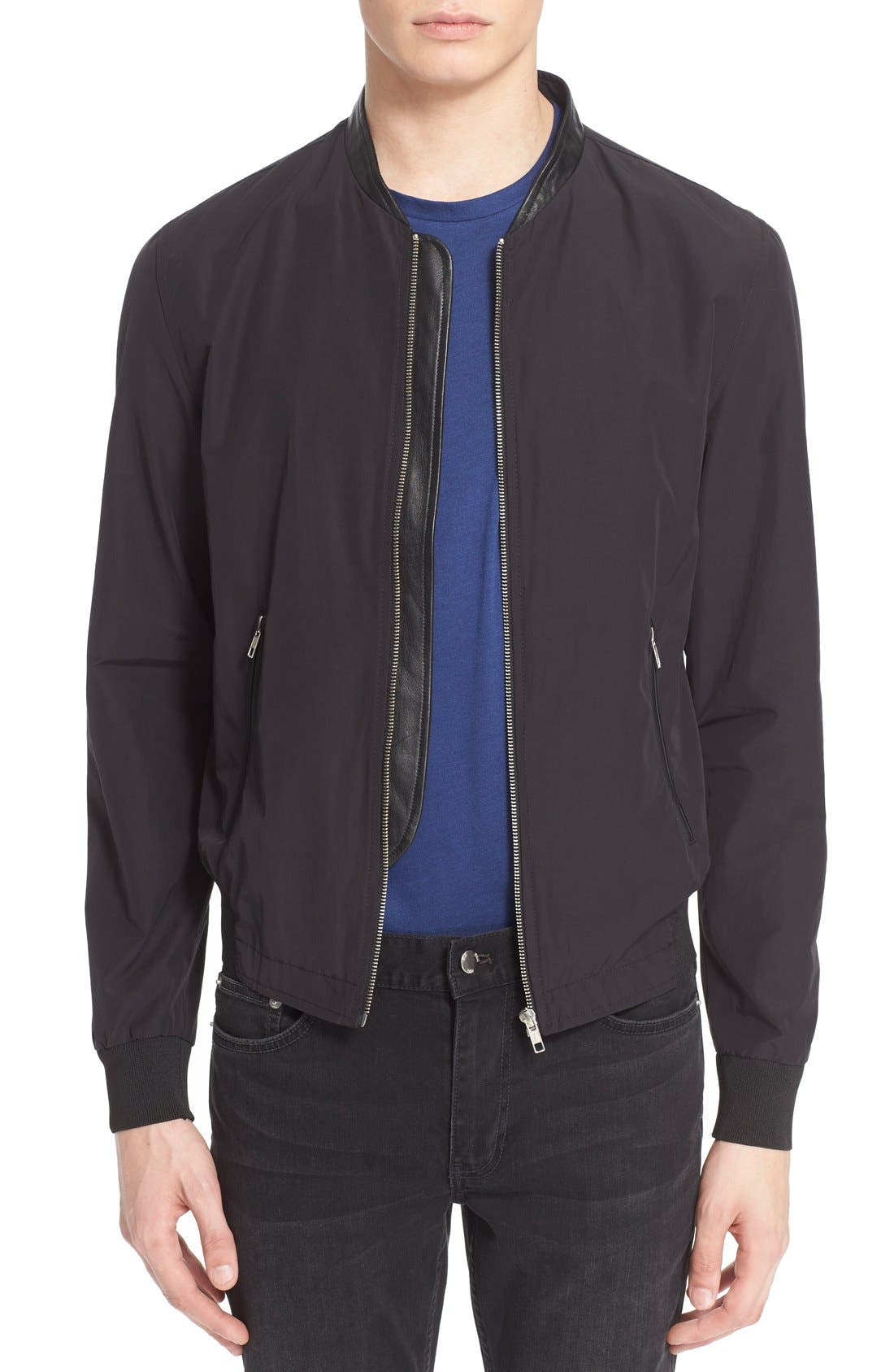The Kooples Leather Trim Bomber Jacket Nordstrom