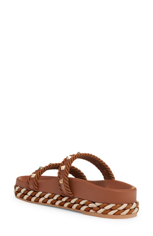 Shop Valentino Garavani Rockstud Platform Slide Sandal In Tobacco