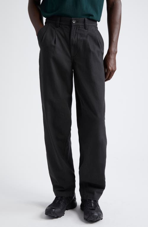 Noah Double Pleat Cotton Pants in Black 