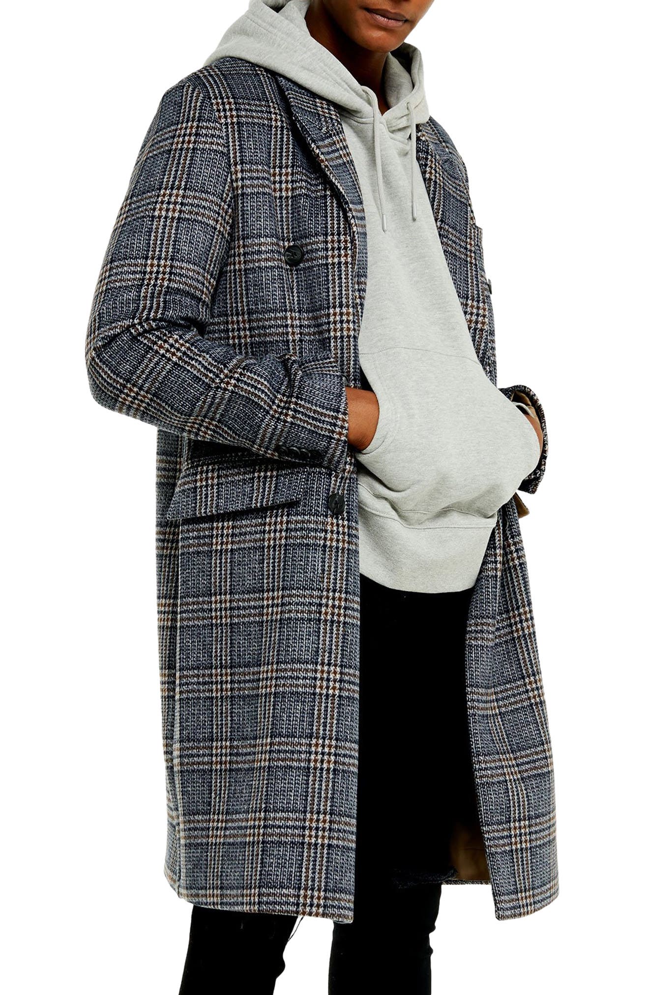 topman check coat