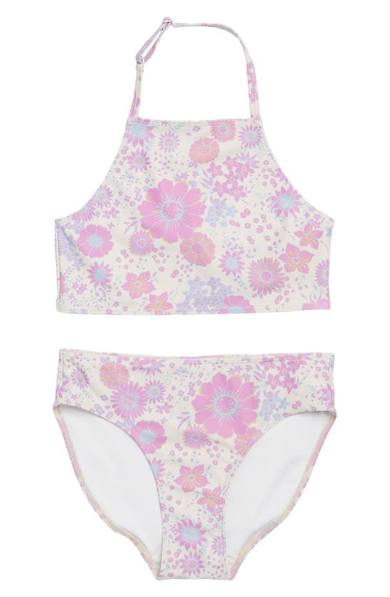 Melrose And Market Kids' Floral Two-piece Swimsuit In Ivory Dove Cluster Floral