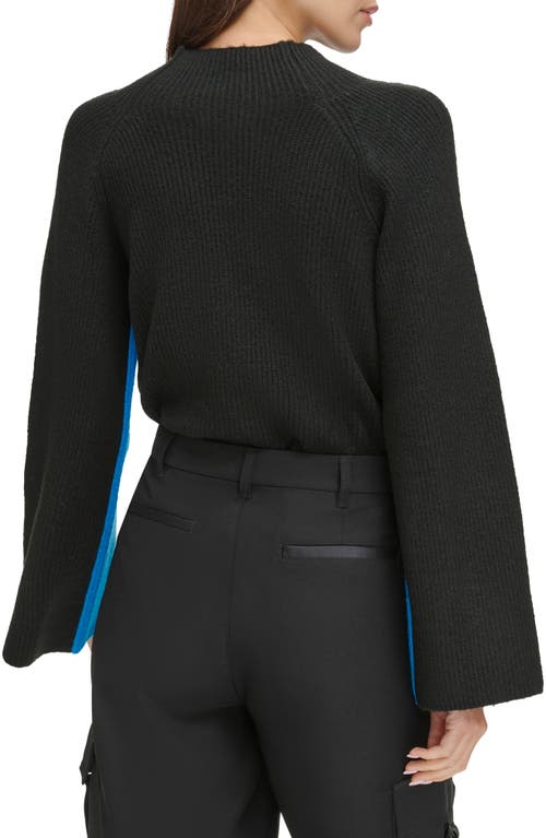 Shop Dkny Colorblock Funnel Neck Sweater In Electric Blue/black