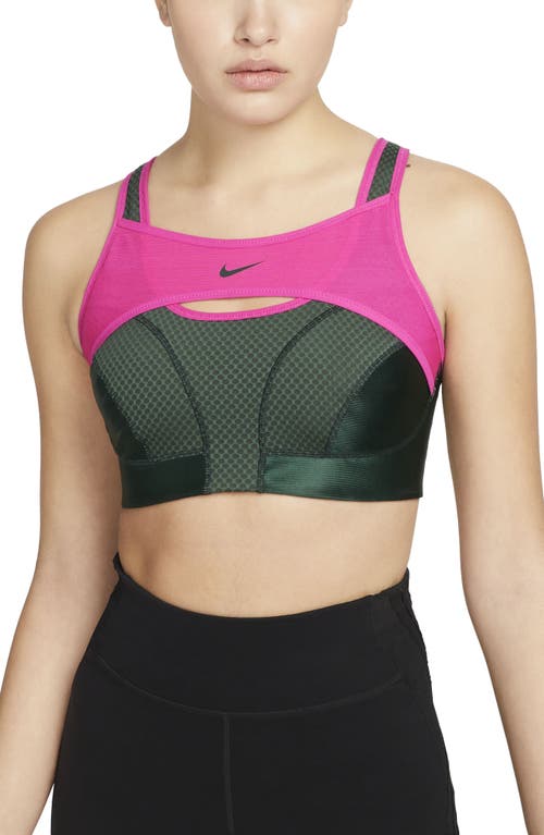 Nike Alpha UltraBreathe Sports Bra in Pro Green/Active Pink