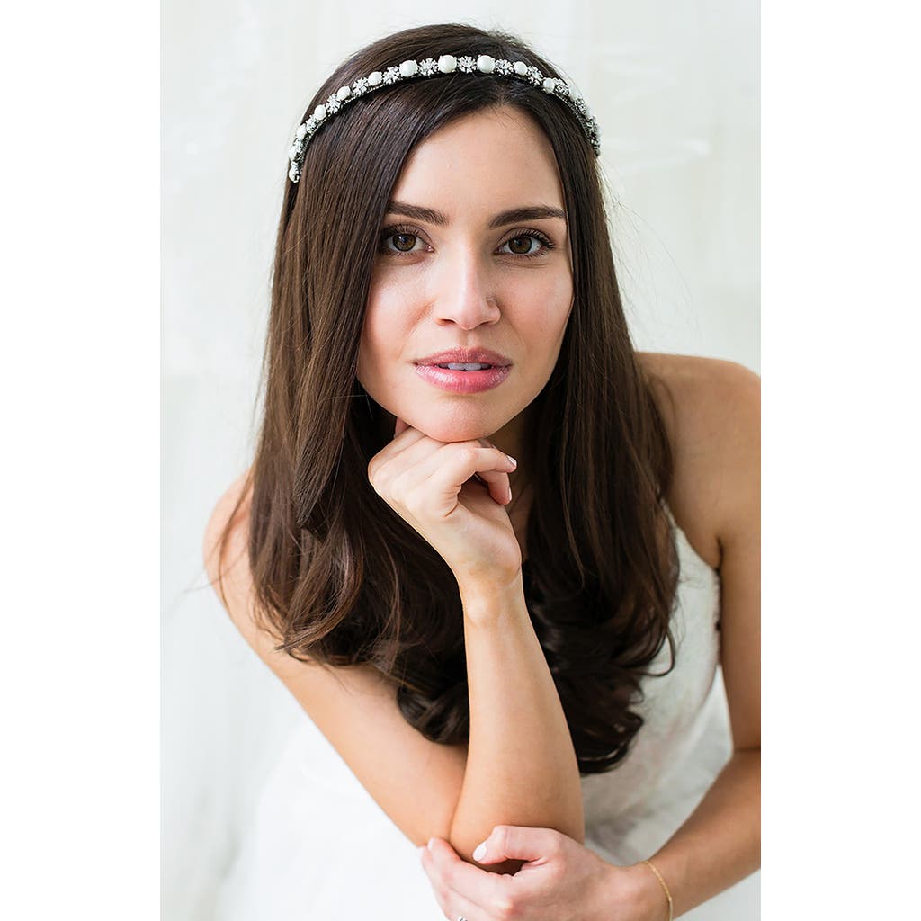 Brides And Hairpins Brides & Hairpins Parthena Crystal & Imitation Pearl Crown In White
